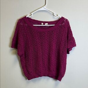 Moth Plum Short Sleeve Knit Top